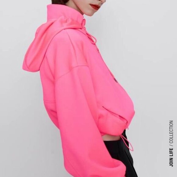 Zara Athletic Hoodie Jacket | Running, Fitness | Neon Pink | Small - Picture 2 of 7